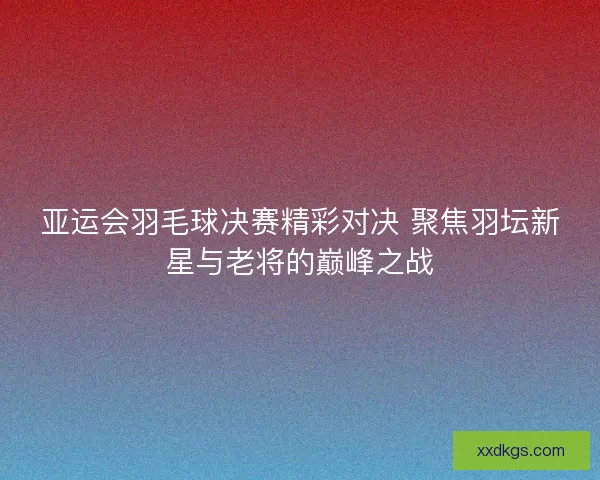 亚运会羽毛球决赛精彩对决 聚焦羽坛新星与老将的巅峰之战
