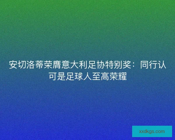 安切洛蒂荣膺意大利足协特别奖：同行认可是足球人至高荣耀