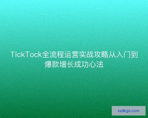 TickTock全流程运营实战攻略从入门到爆款增长成功心法